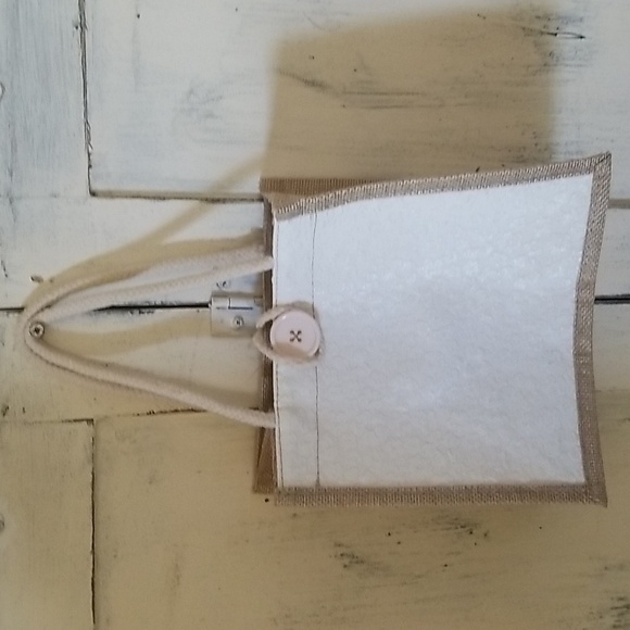 BAG - burlap jute large tote bag,, gift, purse , bridesmaid NWT - Picture 1 of 7